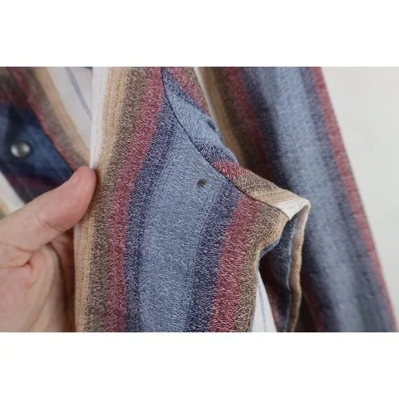 Vintage 70s Streetwear Mens Large Rainbow Striped Western Snap Button Shirt - Picture 8 of 13